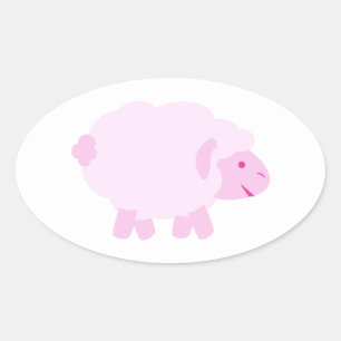 Sticker Ovale Agneau rose précieux