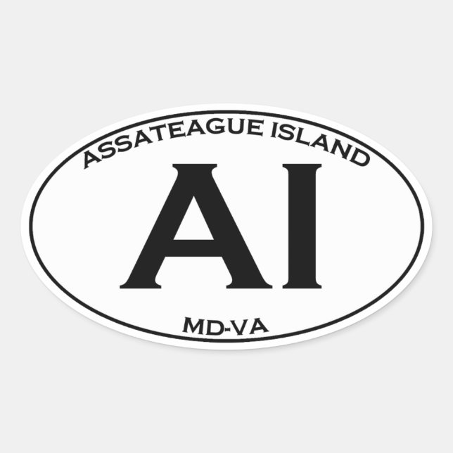 Sticker Ovale AI - Logo d'ovale d'île d'Assateague (Devant)