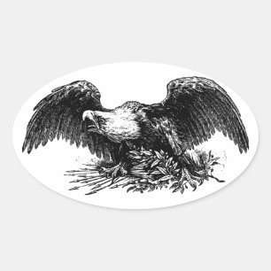 Sticker Ovale Aigle de guerre vintage