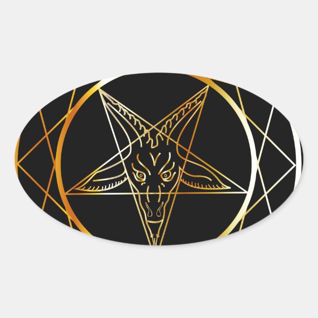 Sticker Ovale Aiguille d'or de Baphomet (Devant)