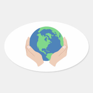 Sticker Ovale Aimer La Planète