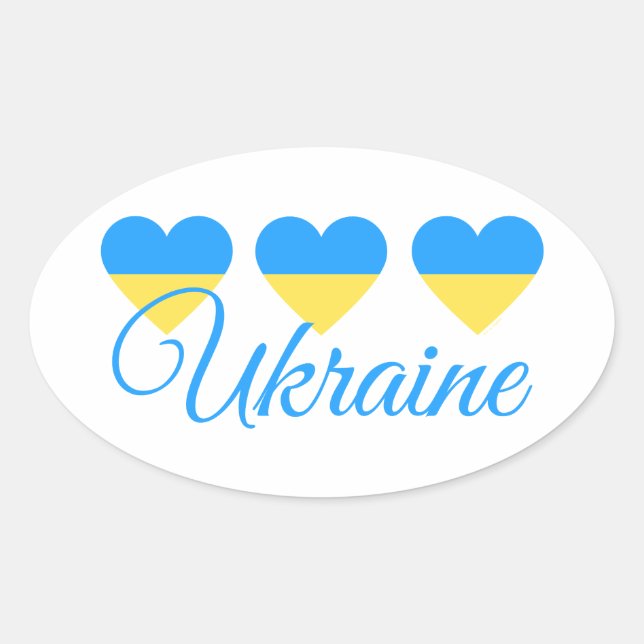 Sticker Ovale Aimer l'Ukraine (Devant)