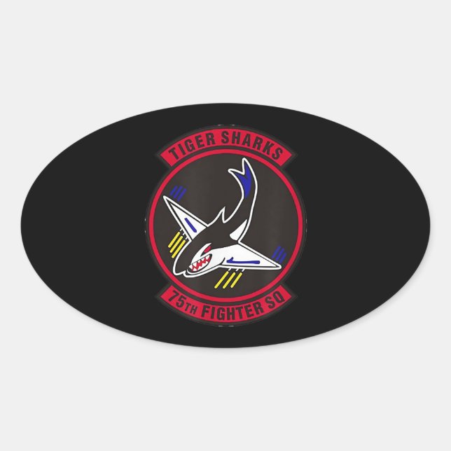 Sticker Ovale Air Ce 75th Fighter Squadron Indédidédicaca Tiger  (Devant)