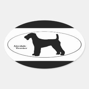 Sticker Ovale Airedale Terrier SIlhouette