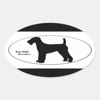 Sticker Ovale Airedale Terrier SIlhouette