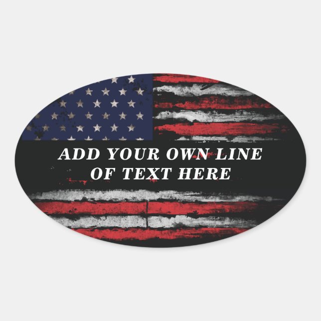 Sticker Ovale Ajouter votre propre texte sur grunge American fla (Devant)