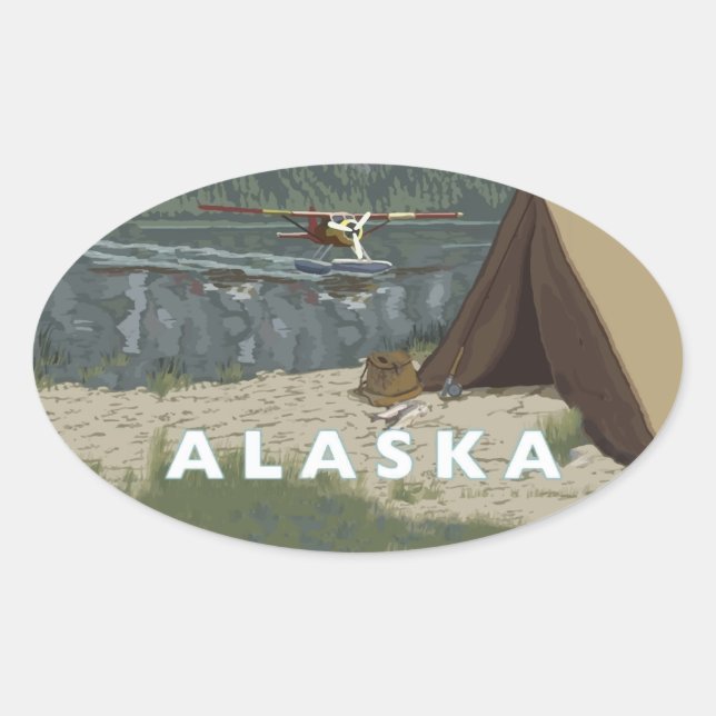 Sticker Ovale Alaska Bush Plane Souvenirs (Devant)