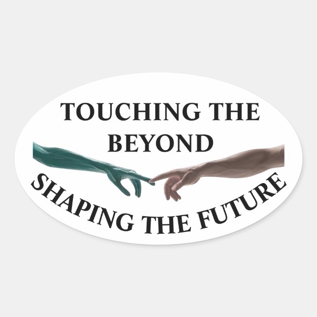 Sticker Ovale Alien et humain (Devant)