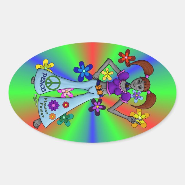 Sticker Ovale Alien Hippy Oval (Devant)