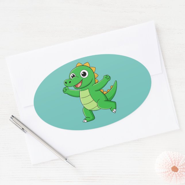 Sticker Ovale Alligator dansant (Enveloppe)