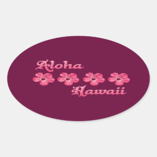 Sticker Ovale Aloha Hawaii rose