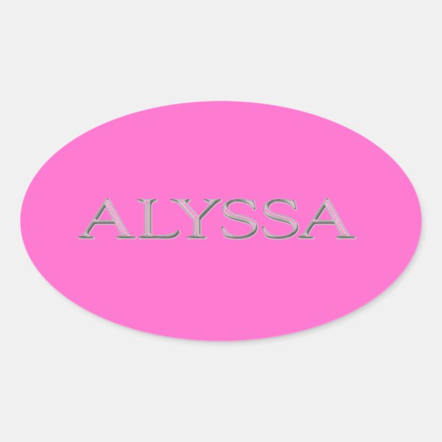 Sticker Ovale Alyssa Personnalisé Élevé Lettres (Devant)