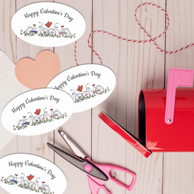Sticker Ovale Amateurs de vélo Valentine (Créateur téléchargé)