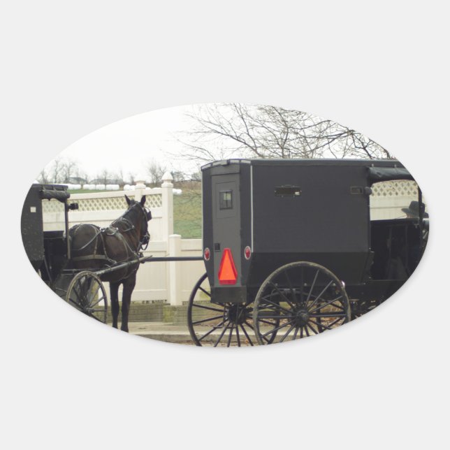 Sticker Ovale Amish Buggy "Parking Lot" (Devant)