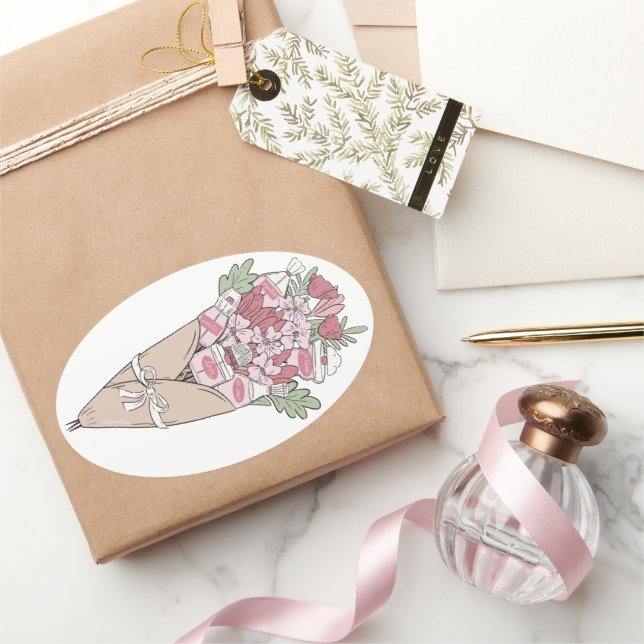 Sticker Ovale Amour Dans N'Importe Quelle Langue Flower Bundle (Cadeaux)