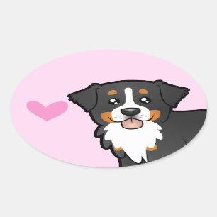 Sticker Ovale Amour de chien de montagne de Bernese