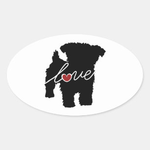 Sticker Ovale Amour de Yorkiepoo (Yorkie/caniche)
