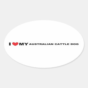 Sticker Ovale amoureux des chiens de bétail australiens