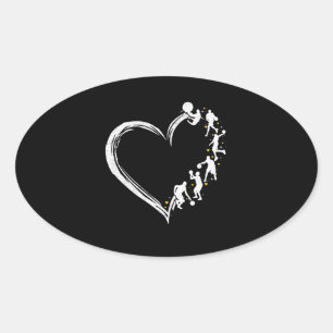 Sticker Ovale Amoureux du sport Joueurs Basketball Love Heart