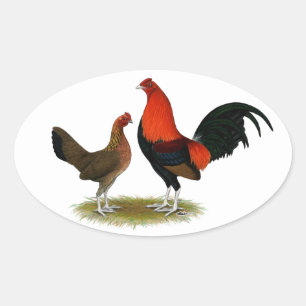 Sticker Ovale Ancien jeu anglais Bantams : BB Red Pair