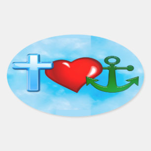 Sticker Ovale ancré par jésus