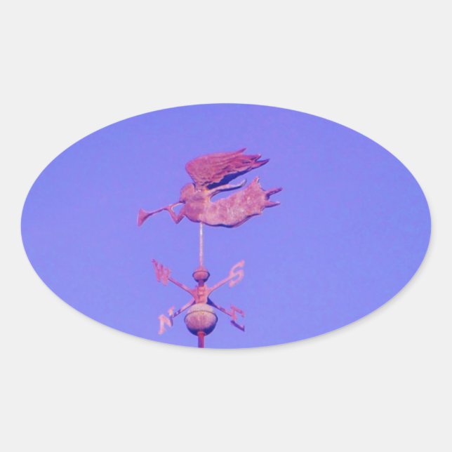 STICKER OVALE ANGEL BLOWING HORN (Devant)