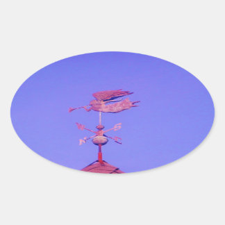 STICKER OVALE ANGEL BLOWING HORN