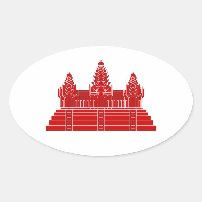 Sticker Ovale Angkor Vat Ver.2.0. Temple khmer (Devant)