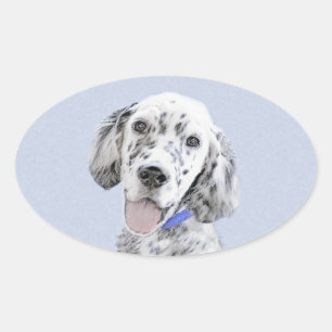 Sticker Ovale Anglais Setter Blue Belton Peinture Chien Art