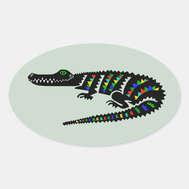 Sticker Ovale Animaux sauvages CROCODILE - Reptile - Faune - Éta (Devant)