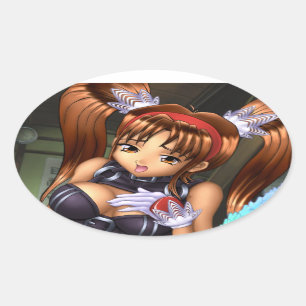 Sticker Ovale Anime Girl - Miel