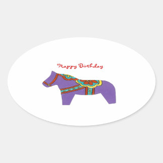Sticker Ovale Anniversaire du Cheval Violet