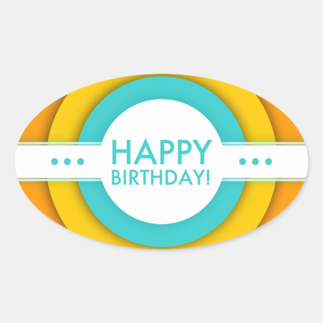 Sticker Ovale anniversaire heureux rétro (Devant)