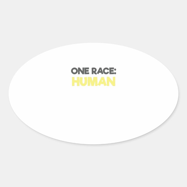 Sticker Ovale Anti Racisme Une Course Humaine  (Devant)