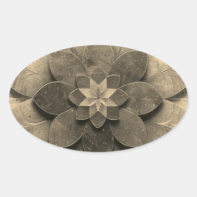 Sticker Ovale Antique Golden Mandala Art Fleur texturée (Devant)