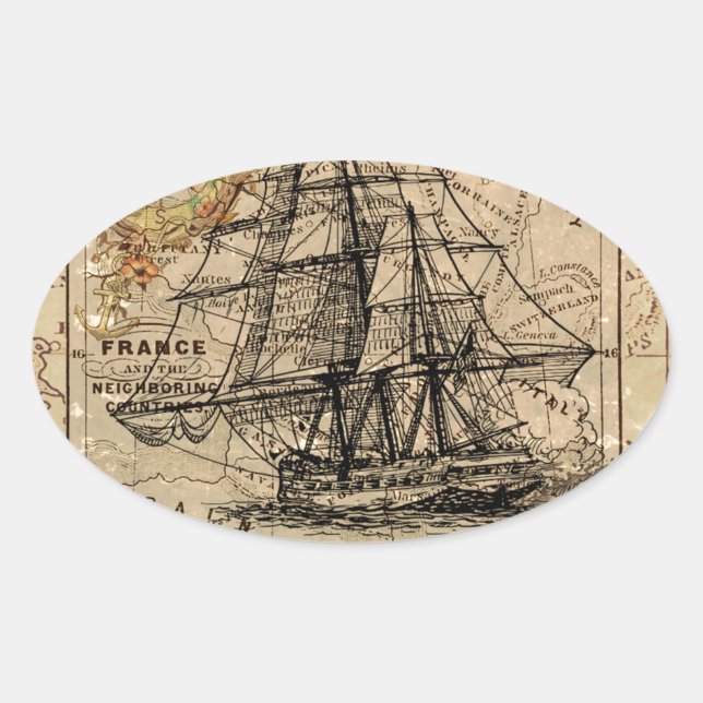 Sticker Ovale Antique Old General France (Devant)