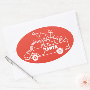 Sticker Ovale Aperçu camion de Noël Père Noël vue côté voiture