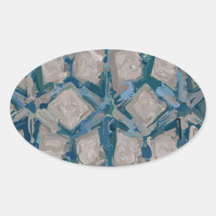 Sticker Ovale Aqua et Taupe Glaze #8295