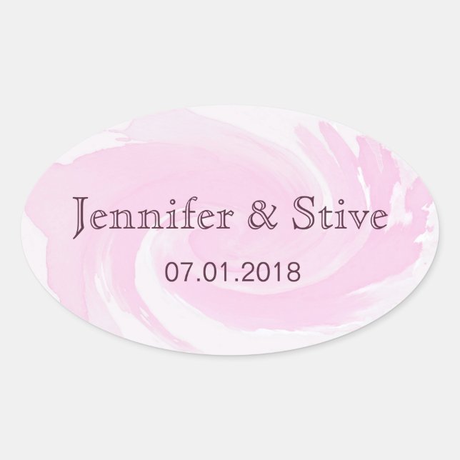 Sticker Ovale Aquarelle Abstraite pointe vers la brosse rose (Devant)