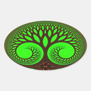 Sticker Ovale Arbre 2 art fractal