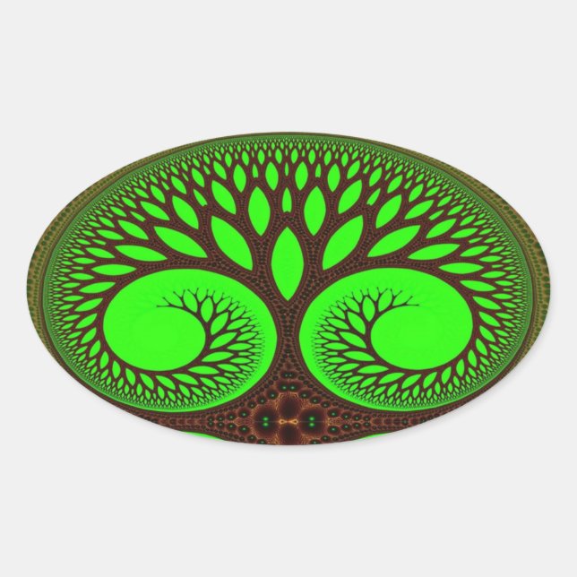 Sticker Ovale Arbre 2 art fractal (Devant)