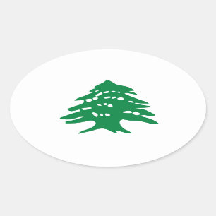 Sticker Ovale Arbre de cèdre vert de QUATRE Liban