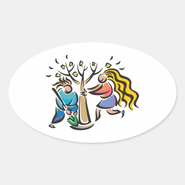 Sticker Ovale Arbre plante A (Devant)