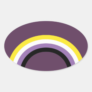 Sticker Ovale Arc arc-en-ciel non binaire