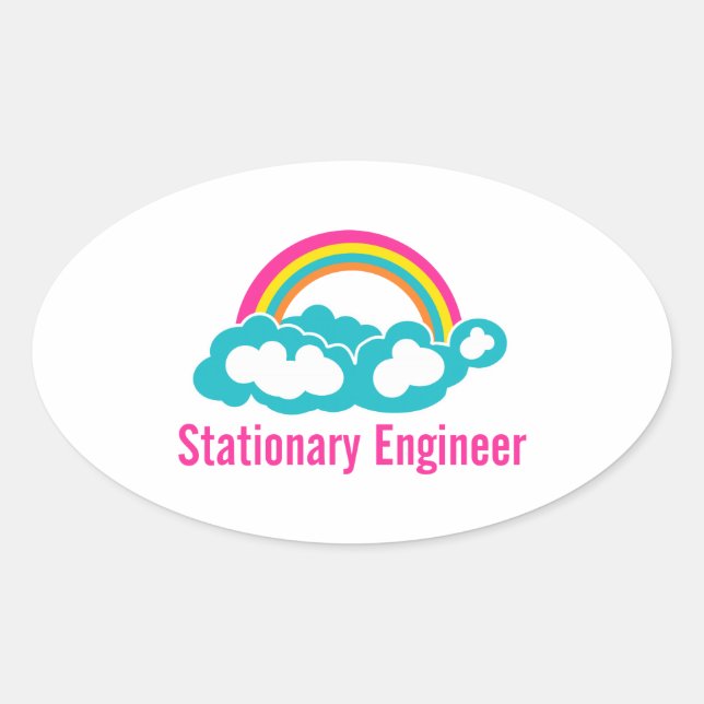 Sticker Ovale Arc-en-ciel du génie stationnaire (Devant)