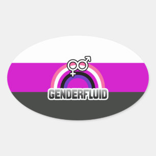 STICKER OVALE ARC-EN-CIEL GENDERFLUID
