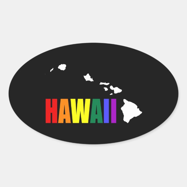 Sticker Ovale Arc-en-ciel hawaïen 3 (Devant)