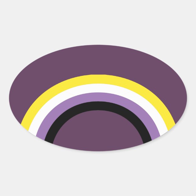 Sticker Ovale Arc-en-ciel non binaire (Devant)