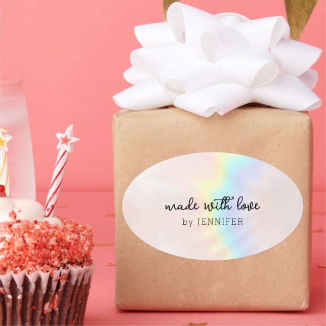 Sticker Ovale Arc-en-ciel Pastel Holographique (Fête)