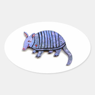 Sticker Ovale Armadillo art fun mignon heureux unique armadillos